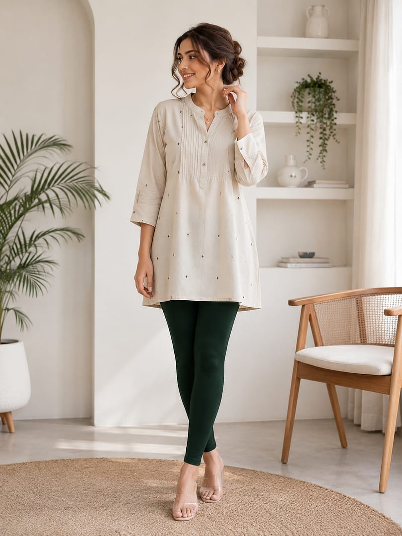 bottle-green-color-ankle-leggings