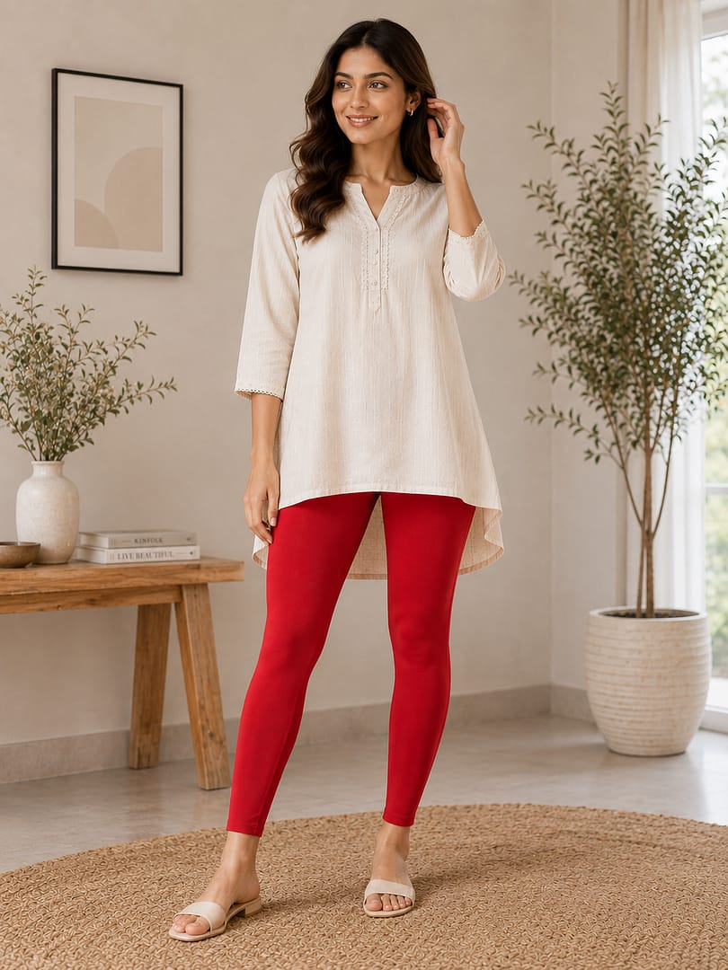 Red-color-ankle-fir-leggings